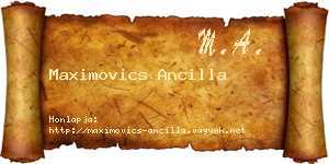 Maximovics Ancilla névjegykártya